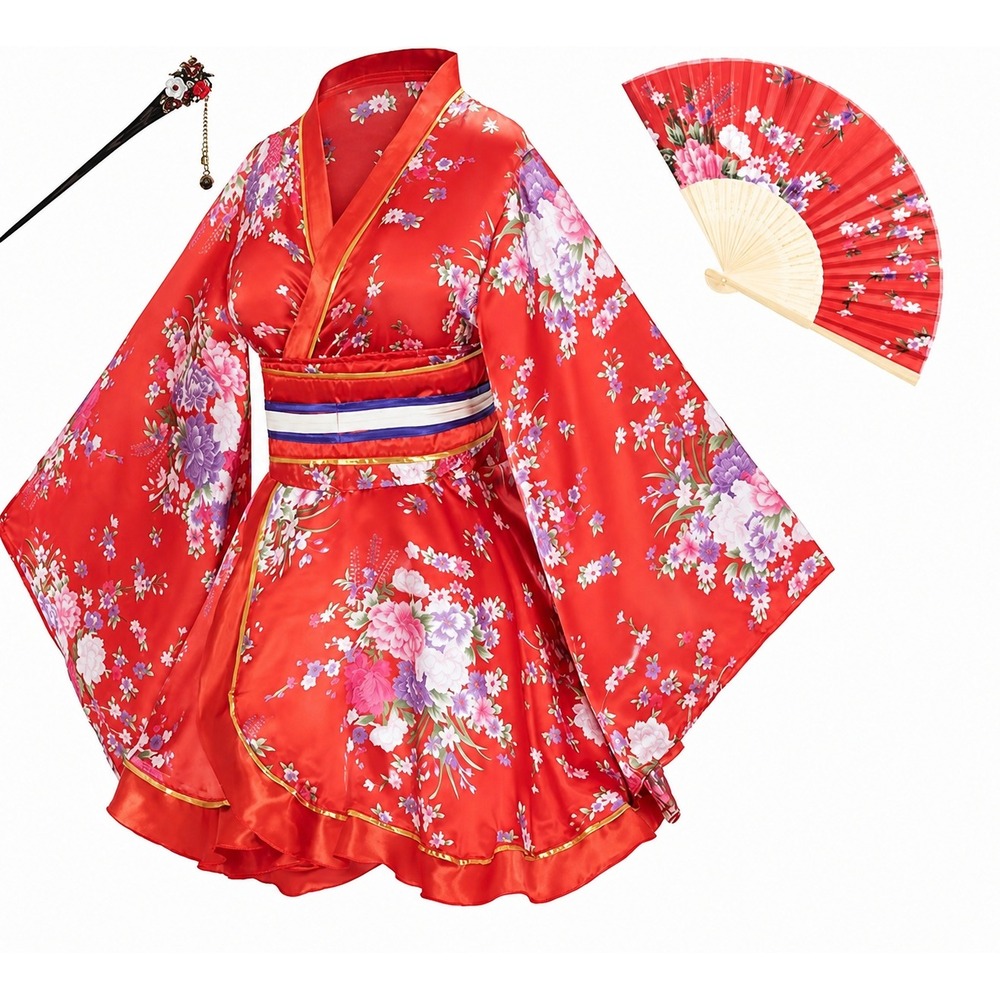 MSRP $37 Elibelle Japanese Anime Women's L Dance Kimono Robe Fancy Dress Han